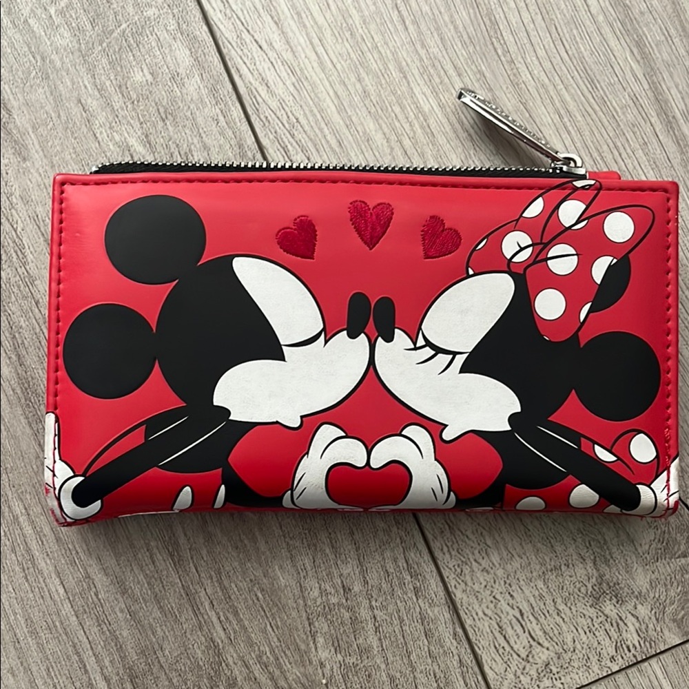 Loungefly Red and Black Mickey and Minnie Mouse Wallet